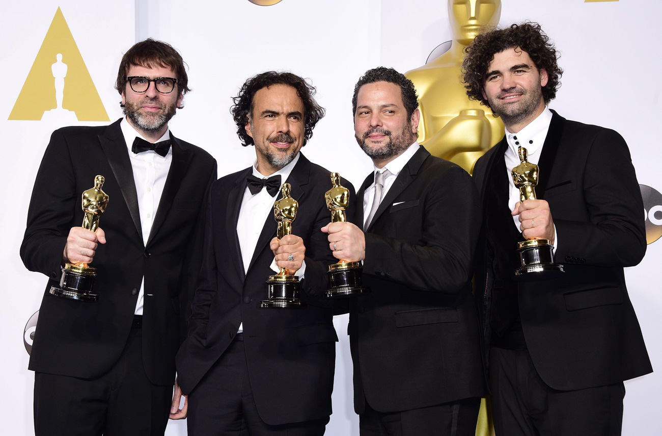 I vincitori dell'Oscar per il Miglior Film, <em>Birdman</em>.