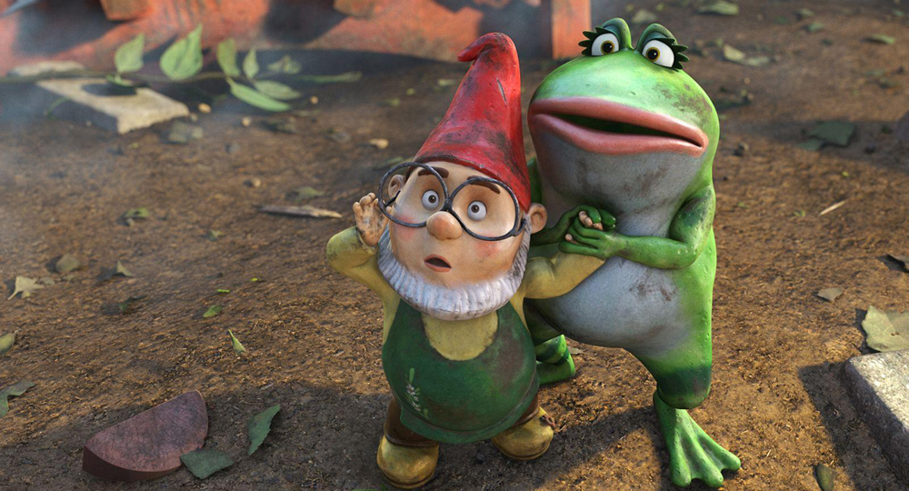 Una scena del film Gnomeo & Giulietta di Kelly Asbury. -  Dall'articolo: Una canzone d'amore per Gnomeo e Giulietta.