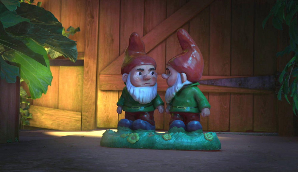 Una scena del film Gnomeo & Giulietta di Kelly Asbury. -  Dall'articolo: Una canzone d'amore per Gnomeo e Giulietta.