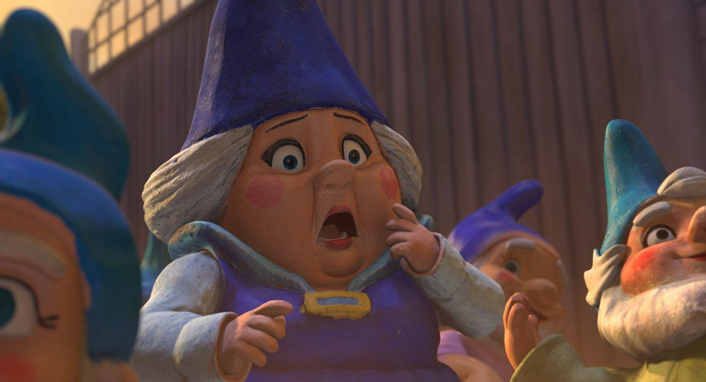 Una scena del film Gnomeo & Giulietta di Kelly Asbury. -  Dall'articolo: Una canzone d'amore per Gnomeo e Giulietta.