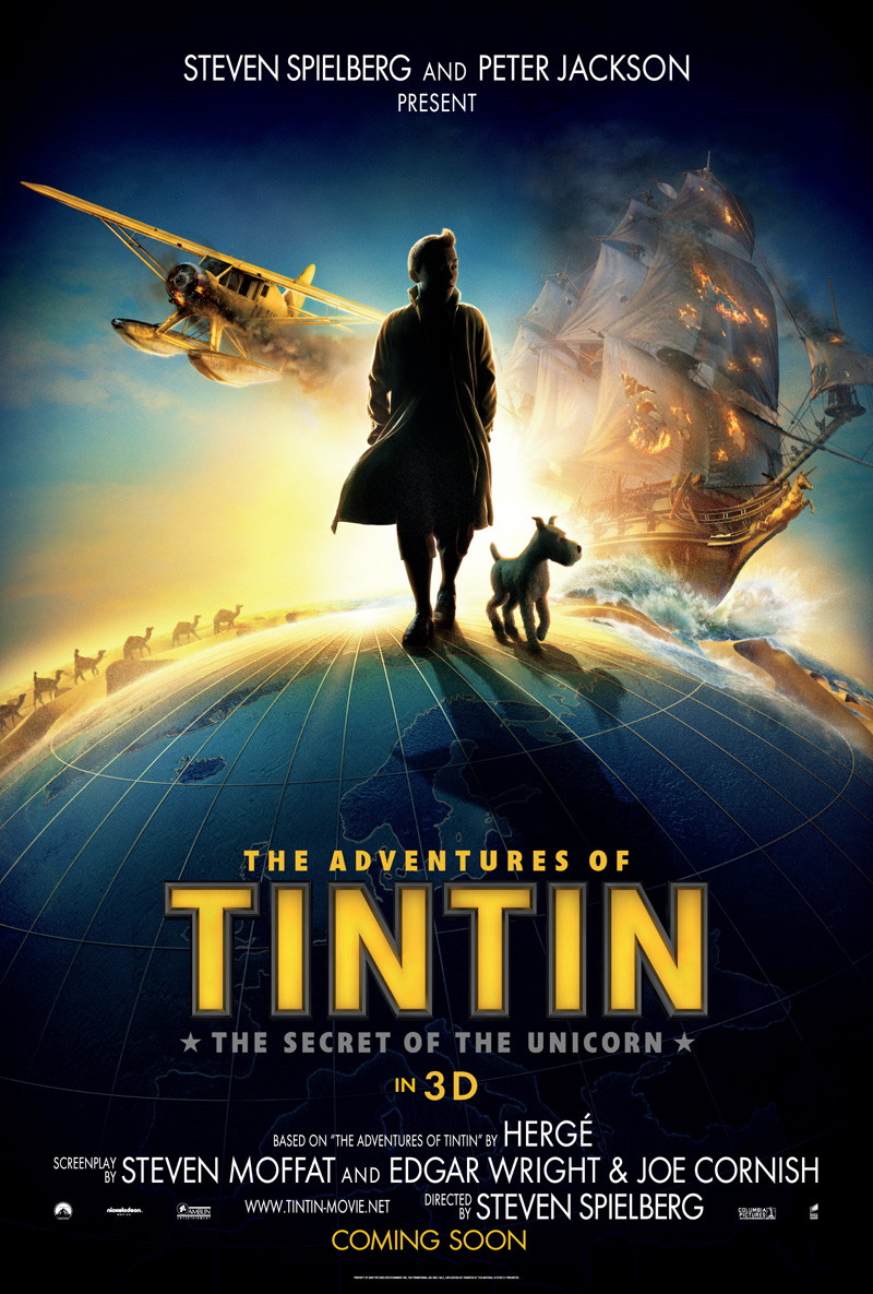La locandina americana del film -  Dall'articolo: Le avventure di Tintin, il trailer italiano.