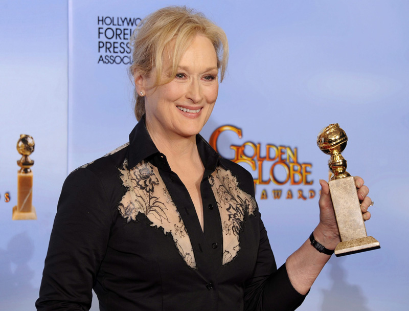 In foto Meryl Streep (75 anni) Dall'articolo: Golden Globes, trionfano Paradiso amaro e The Artist.