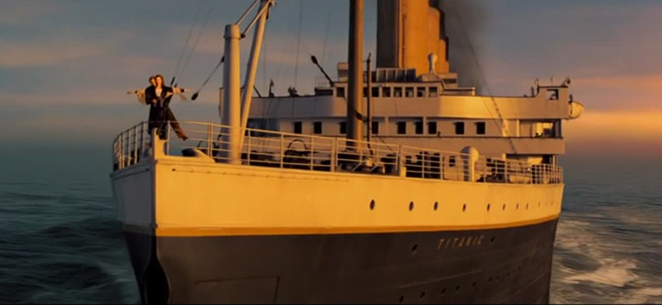 In foto una scena del film Titanic diretto da James Cameron. -  Dall'articolo: ONDA&FUORIONDA.