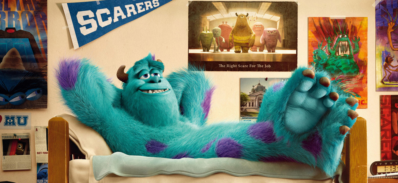In foto una scena del film Monsters University. -  Dall'articolo: Monsters University presenta la nuova Pixar.