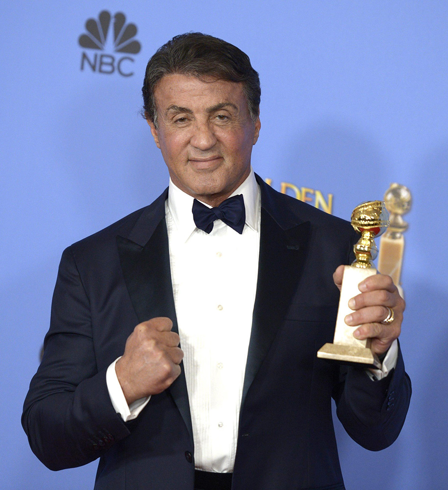 In foto Sylvester Stallone (78 anni) Dall'articolo: Ennio Morricone vince il Golden Globe. Tarantino: 