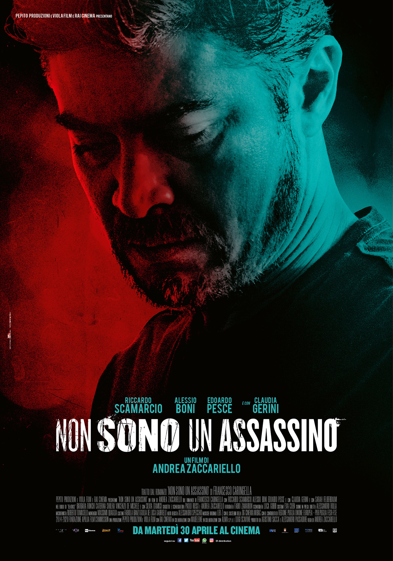 In foto Riccardo Scamarcio (45 anni) Dall'articolo: Non sono un assassino, il poster del film con Riccardo Scamarcio.