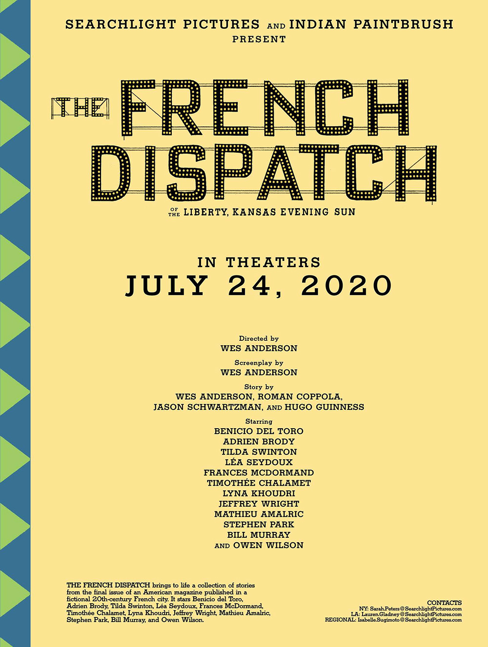  Dall'articolo: The French Dispatch, il teaser poster originale del film.