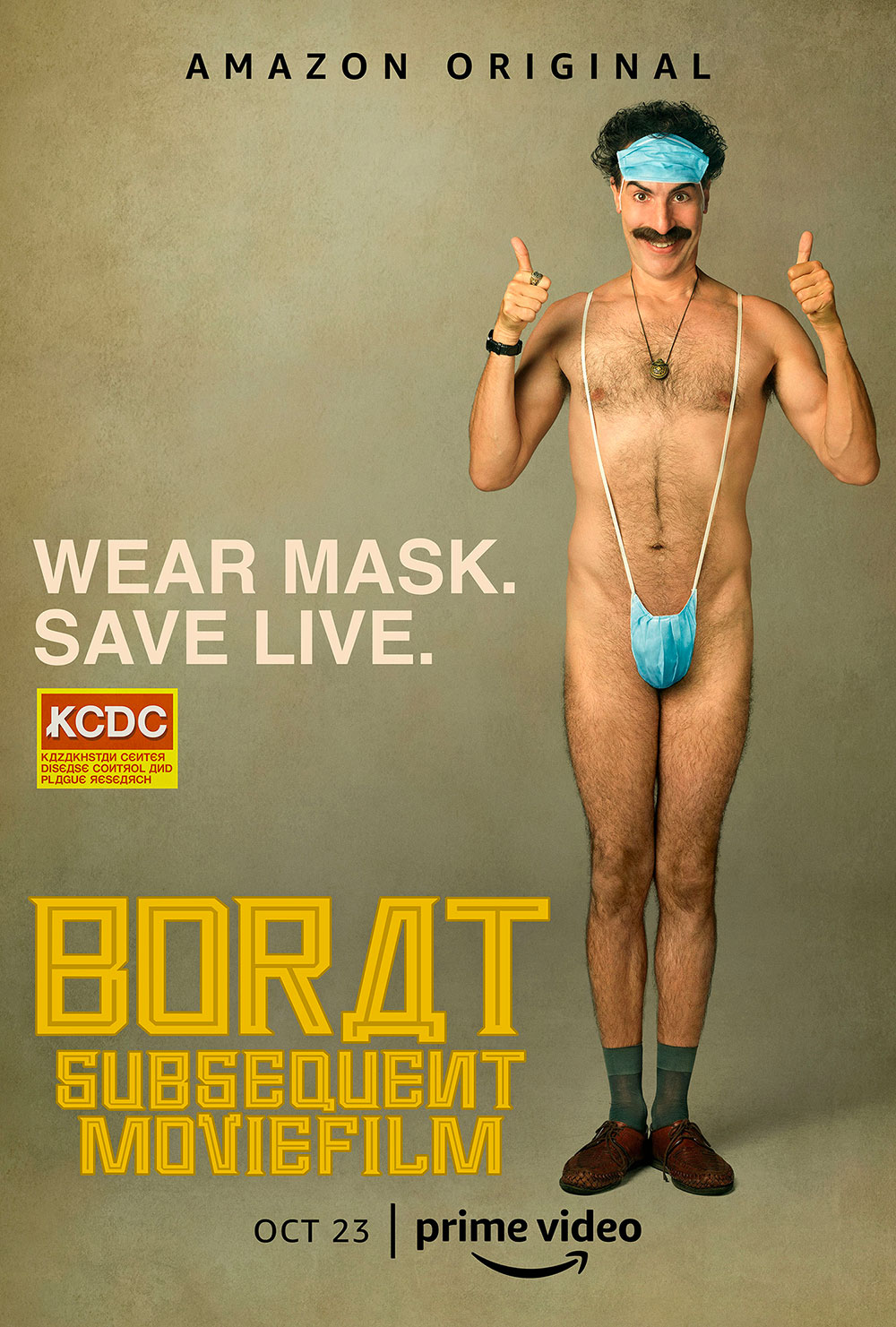 In foto Sacha Baron Cohen (53 anni) Dall'articolo: Borat: Subsequent Moviefilm, il poster ufficiale del film.