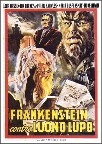 Locandina italiana Frankenstein contro l'uomo lupo