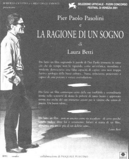 Locandina italiana Pier Paolo Pasolini e la ragione di un sogno